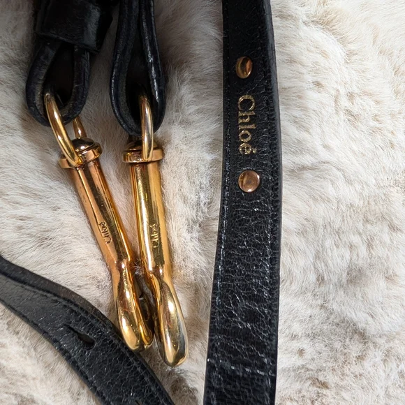 Chloe Black Leather Shoulder Bag with Gold Accents - Picture 8 of 11